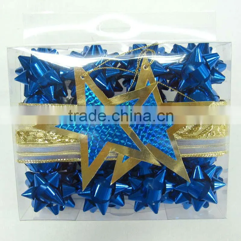 2015 Pretty Metallic Star Ribbon Bows And Easter Egg Sets with Satin Ribbon Tinsels for Gift Packing