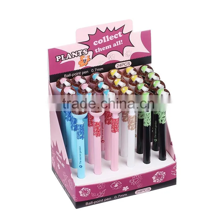 Funny Ballpoint Pen with Flower Resin button As Promotionals and Gift