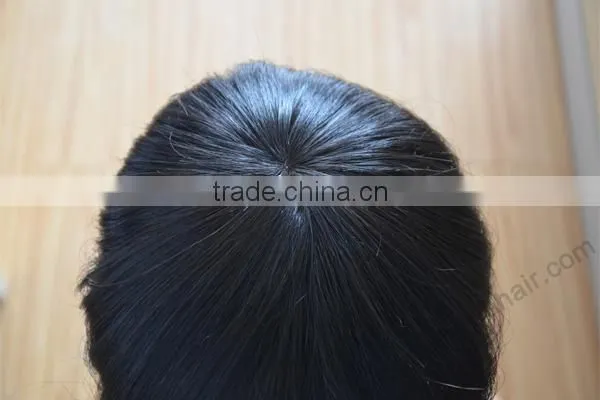 Top Quality 100% Brazilian Human Hair Men's Wig Toupee For Black Men lace top toupee