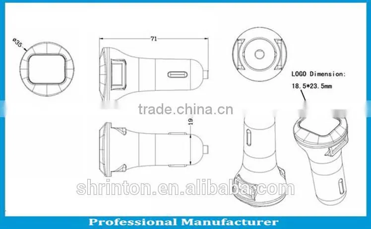 Custom Logo USB Car Charger with led light 5V 3.1A