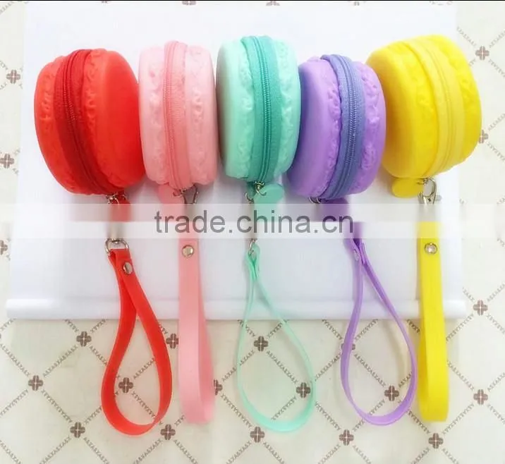 High quality Macaron Cake Shape Silicone Waterproof Coin Purses