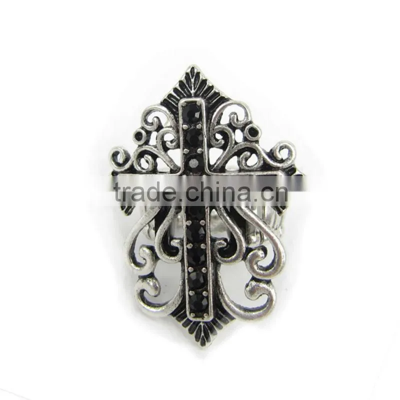 New design wholesale cheap rhinestone cross stretch rings