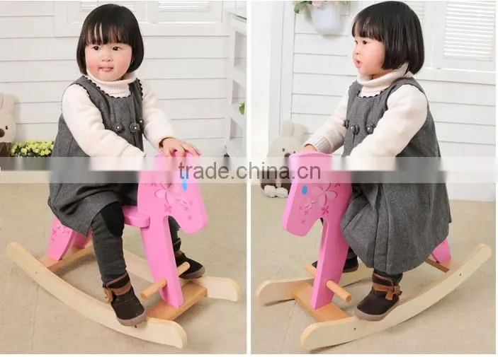 2015 New kids wooden rocking horse for kids,solid wooden horse for children