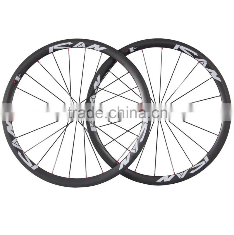 38mm clincher carbon fiber wheels bicycle wheelset road bike with Powerway R36 Hub Sapim cx-ray spoke