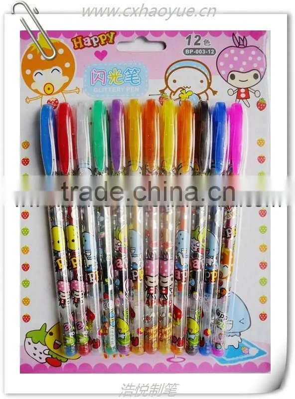 Zhejiang cartoon design 16 colors scented glitter pen