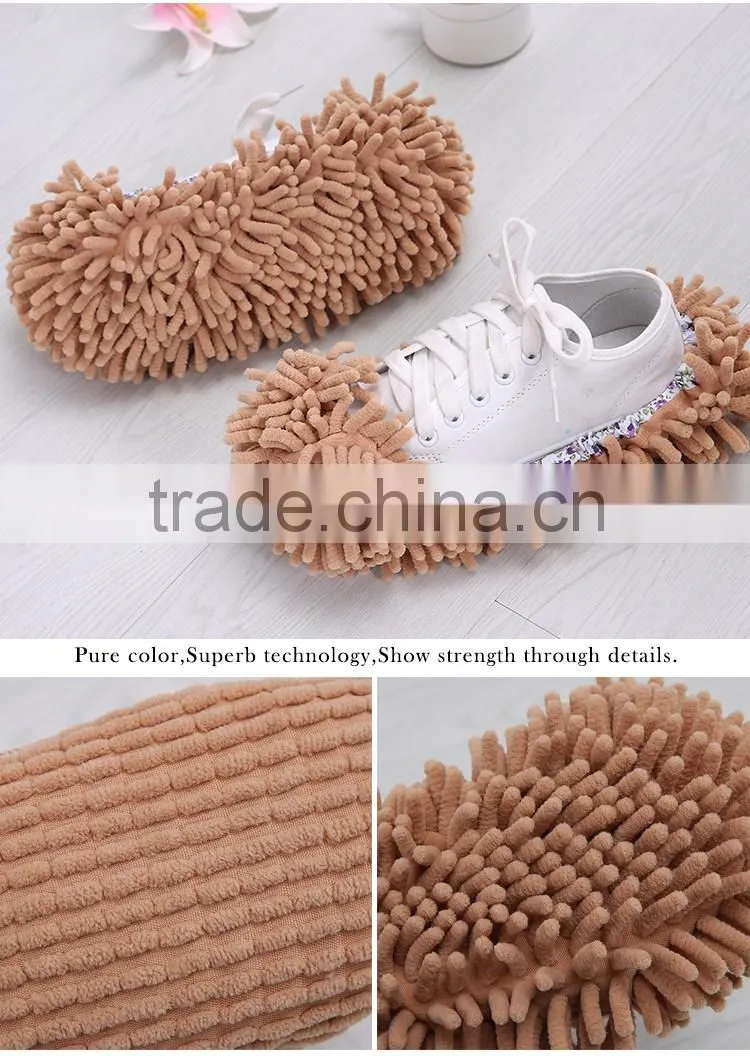 Microfiber chenille shoe cover for cleaning/chenille mop