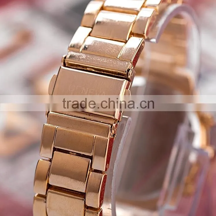 Diamond Geneva Watches Women Stainless Steel Quartz Watch Military Crystal Gold Watches relogio feminino montre femme