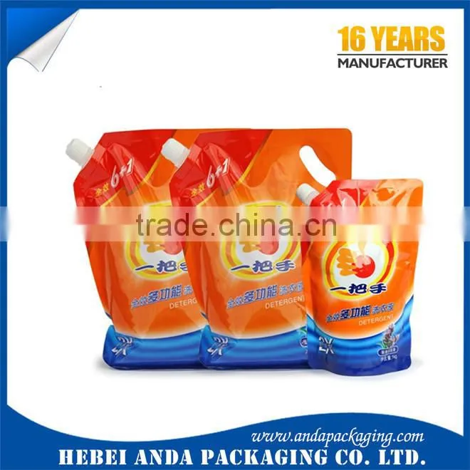Printed Plastic Stand Up Pouch bag for Detegrant /Reusable Standing Spout Pouch