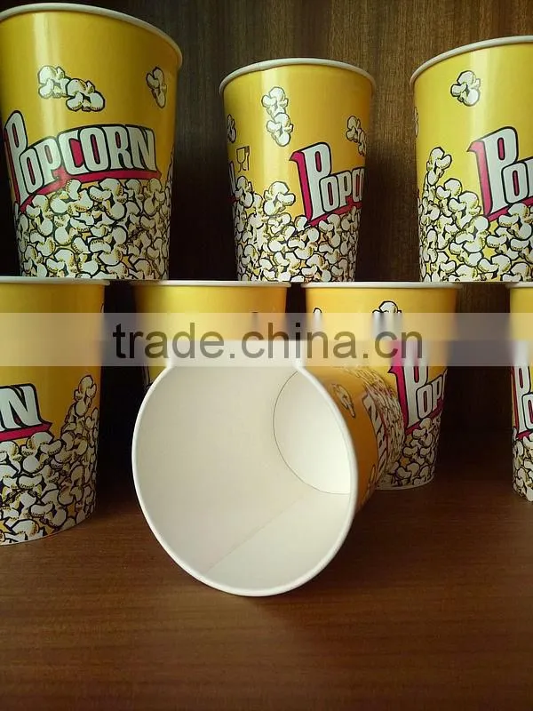 high quality disposable single wall food grade lhigh quality Customized paper popcorn cup