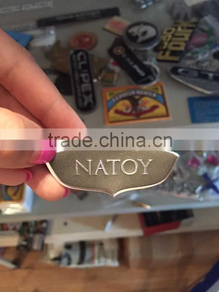 Custom Aluminum sticker custom shape metal badge nameplate brushed aluminium badge