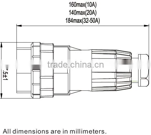 Three Phase 5 Pin Straight Plug 32A