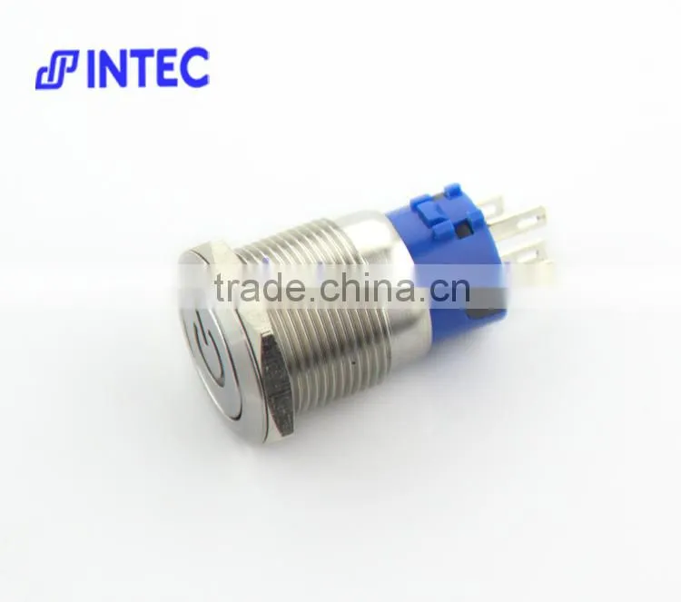 19mm metal switch, LED and latch switch, with the power light symbol switch
