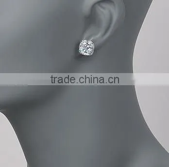 JINSE CZ Square Stud Earrings in Sterling Silver