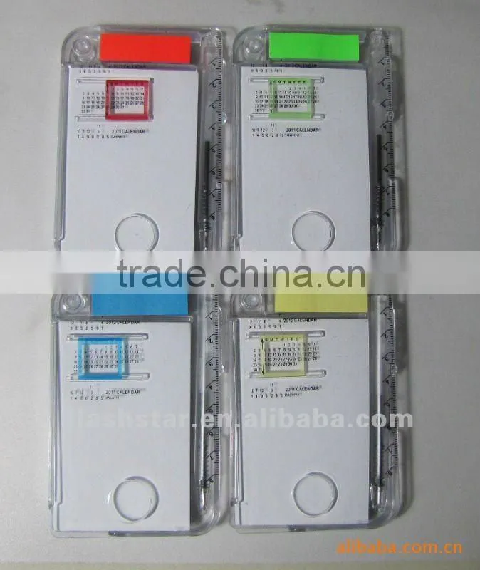 Plastic Cover Sticky Notes with Calendar ,pen