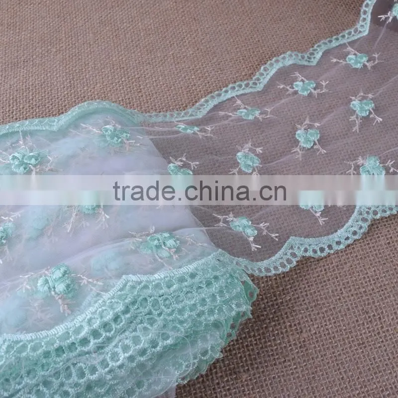 New embroidery bridal lace trimming hot sell five color in stock wide:15cm