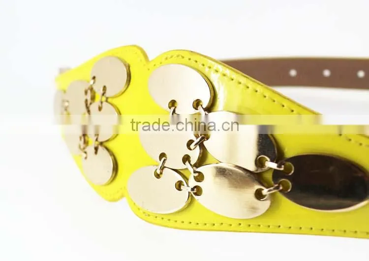 Hot sale Women's PU fashion girls dresses belt with shiny metal accessories for dress