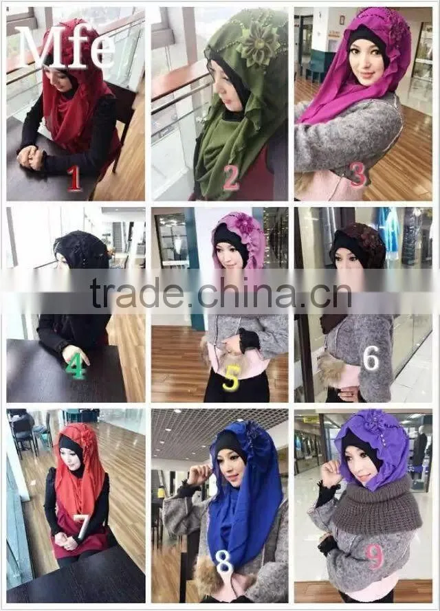 H257 big size ninja hats with hoody and handmade flower and beading