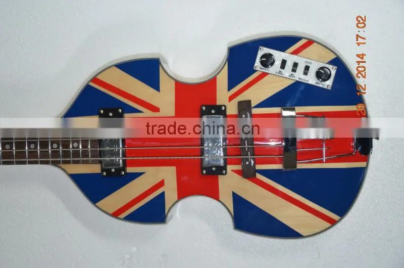 flamed maple top and back hofner bass guitar BB2 uk flag design top Custom