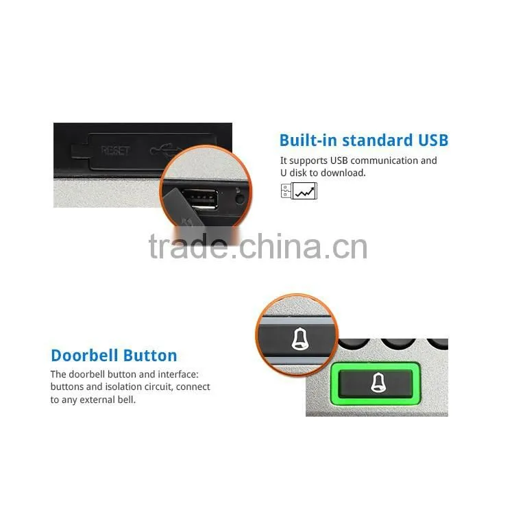 Easy to Use Metal Time Attendance Touch Screen for Biometric Fingerprint Access Control System