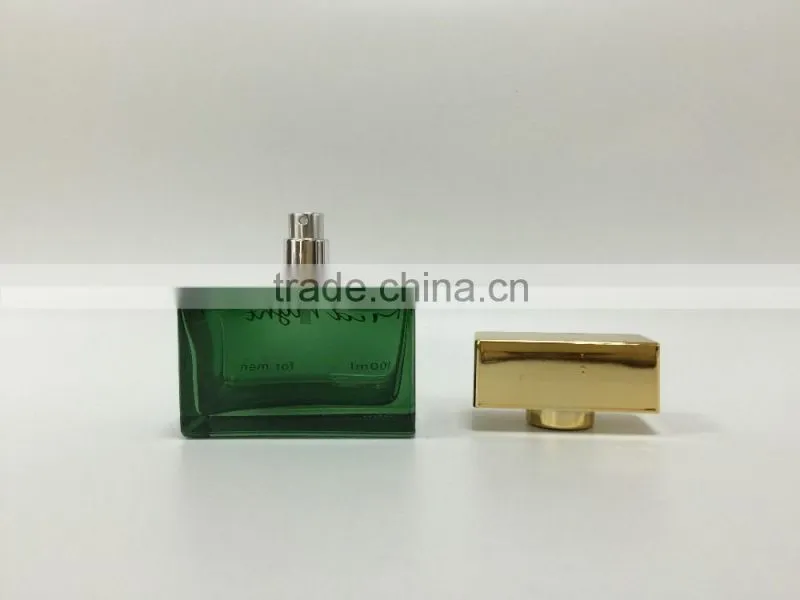 110ml Green Painting Rectangle Perfume Glass Bottle for Man