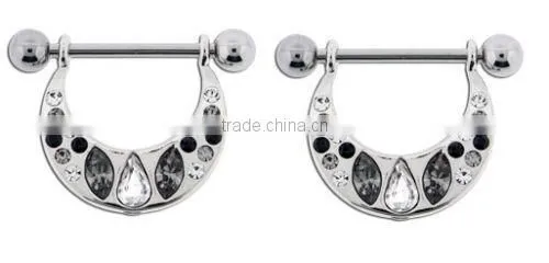 Clear Jeweled Nipple Ring Nipple Piercing Bars Jewelry