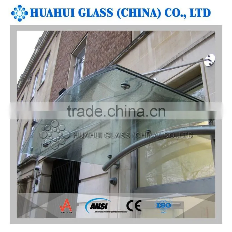curved safe laminated glass canopy for building with CE, ISO9001, ANSI certificated