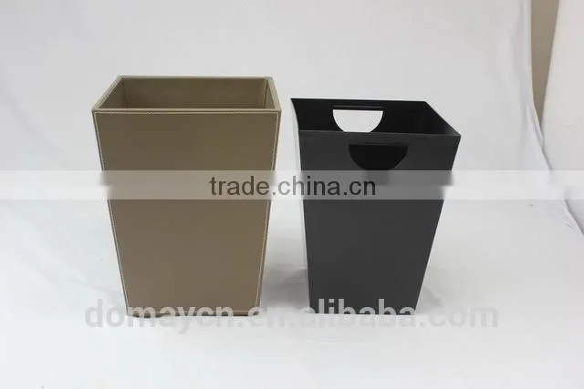 Faux leather waste bin with metal insert