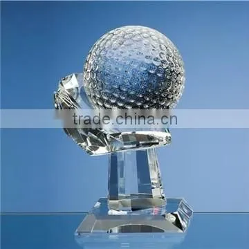 Wholesale New Design unique Crystal glass Golf Trophy for sports souvenir