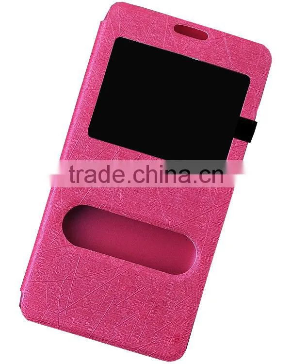 2014 new products ultra thin two windows pu leather case for samsung galaxy note 4 n9100, mobile phone note 4 case D0154