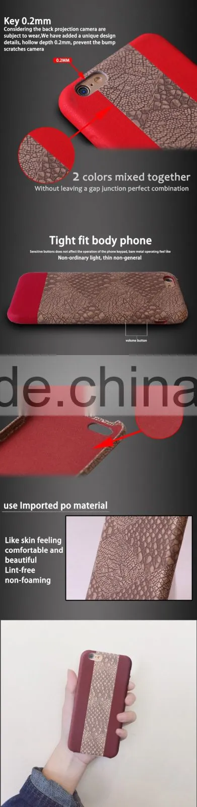 New design exquisite double color design mobile back cover leather phone case for iphone 6s