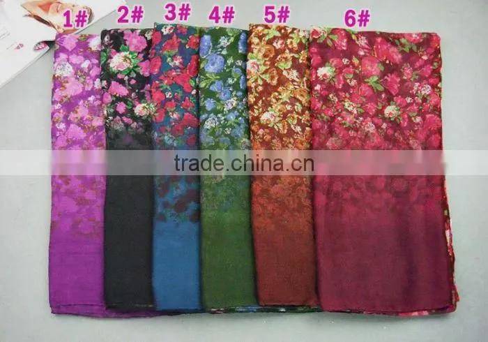 OMBRE Fashion scarf Flower Pattern Women Voile Scarves 180*90 Pashmina Shawls Muslim