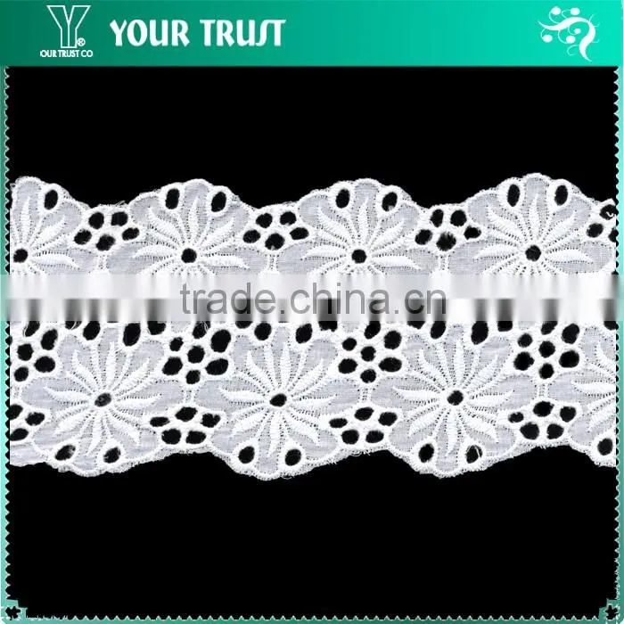 Width 4.0 Centimeter Strip Diamond White Cotton Trimming Lace