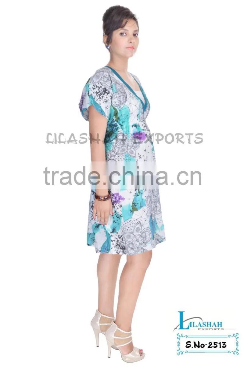 Cotton Floral Dress beach dress for girls Print Soft Rayon Printed Indian 2513