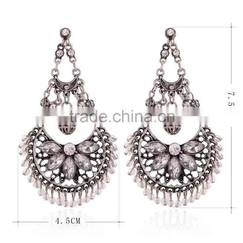 2016 hot factory price prince beaded jewelry imitation diamond drop earrings