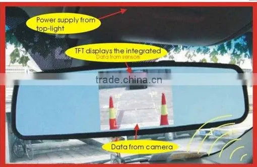 12voltage waterproof sensor car rearview ccd camera 4.3 inch TFT rear view mirror display wireless car parking assistance system