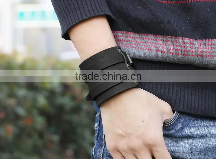 wide genuine multilayers dainty jewelry cheap leather jewelry