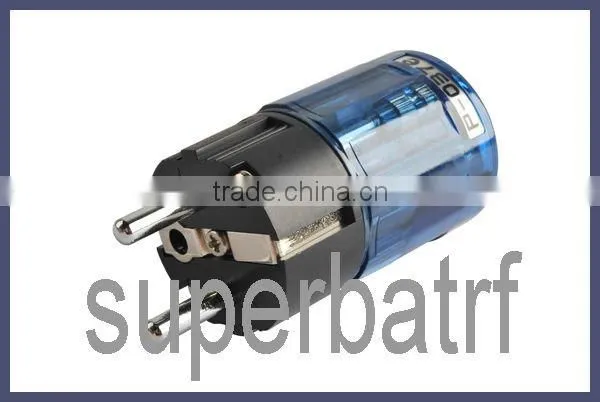 Brand New P-037e Pure Copper Rhodium Plated Schuko EU Mains IEC Power Plug