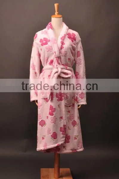 Adult's 100% Coral fleece Printed Bathrobe for women