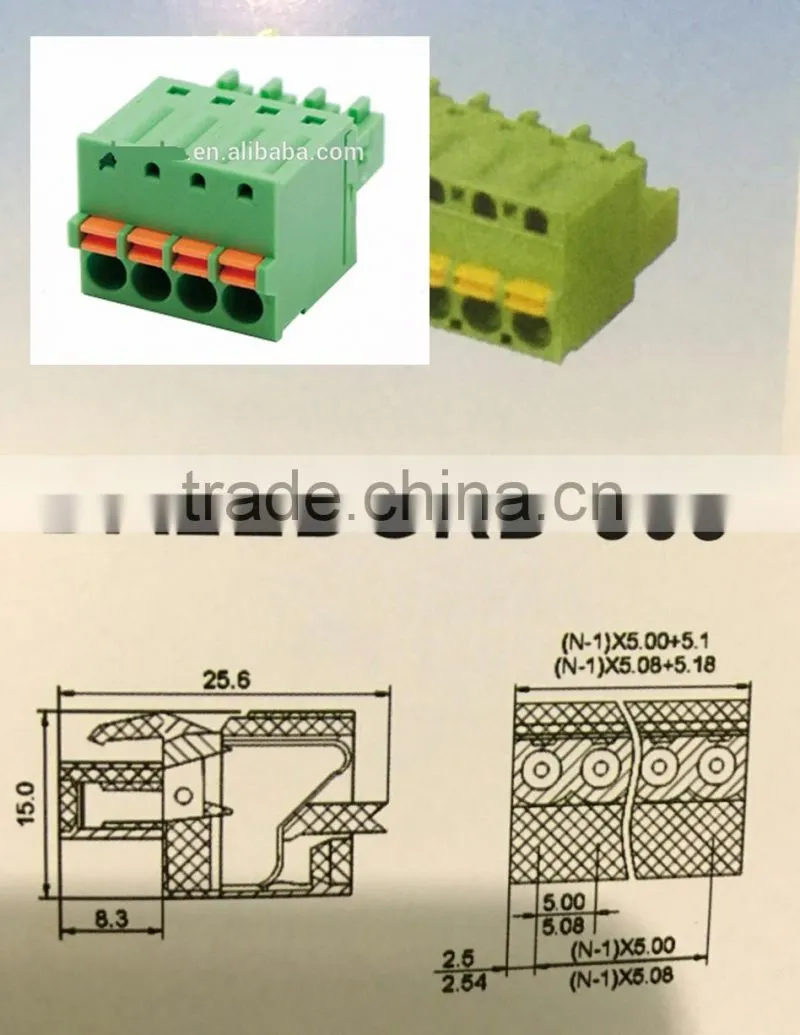 Factory Price 2.54mm 3.81mm 5.08mm Screwless Terminal Block