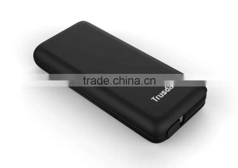TRUSDA New product Lithium battery charger built in cable solar power bank 13000mAh with CE FCC ROHS