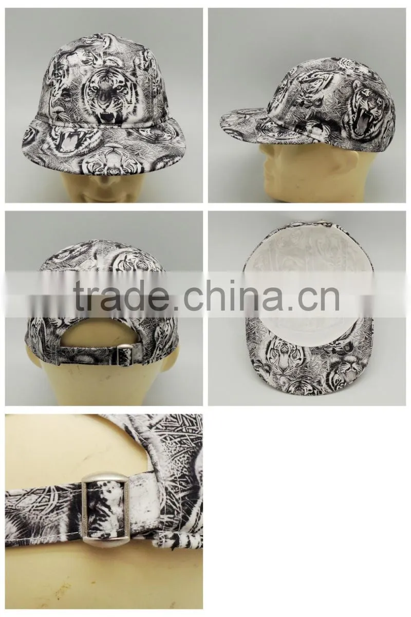 Strap buckle sublimation flat brim 5 panel caps