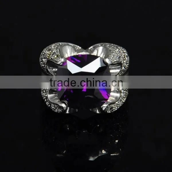 Fashionable 925 sterling silver ring jewelry, big size zircon jewelry