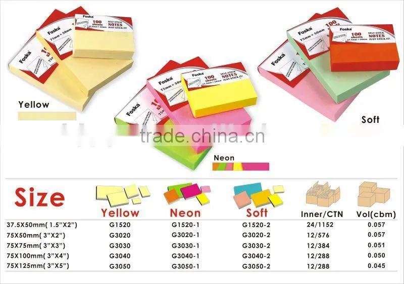 Cute Shapes Color Offset Paper Sticky/Memo Note Pad/Set