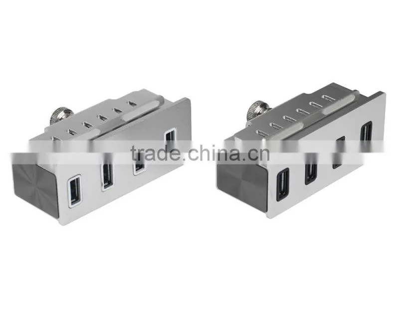High-speed 4-Port USB 3.0 Hub with LED indicators and easy to be fixed on the PC or table