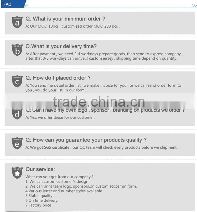 Wholesale 2016 latest design top quality soccer tracksuit/soccer jersey/football jersey