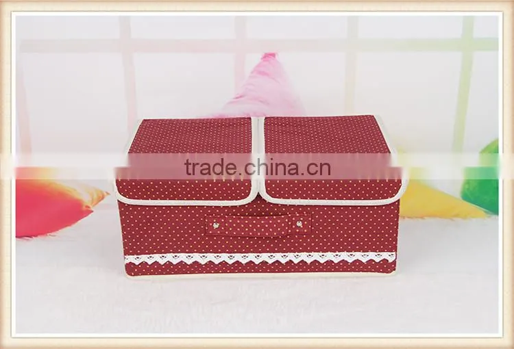 Two lids non-woven storage box with division inside