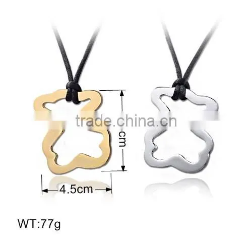 2016 new design black cord stainless steel gold necklace