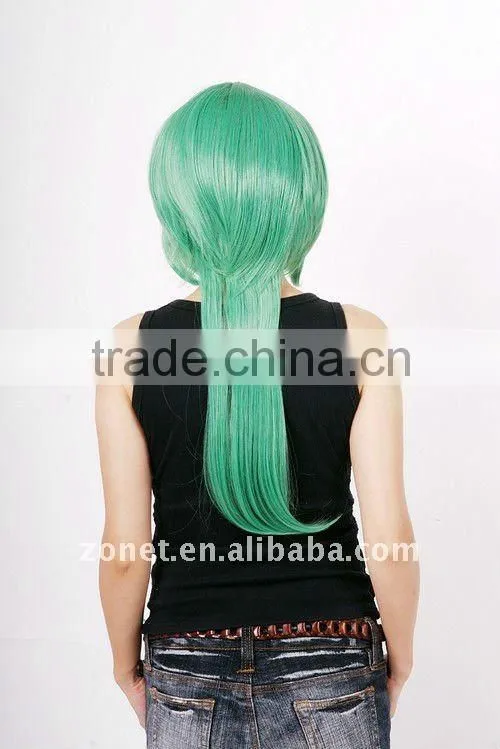 Fashion Cosplay green 60cm HAKUOUKI SAITOU DARK PURPLE COSPLAY WIG with ponytail Wig