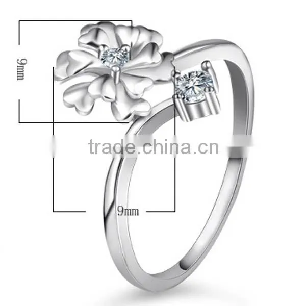 Fashion jewelry freshness style beautiful flower design 925 sterling silver rings