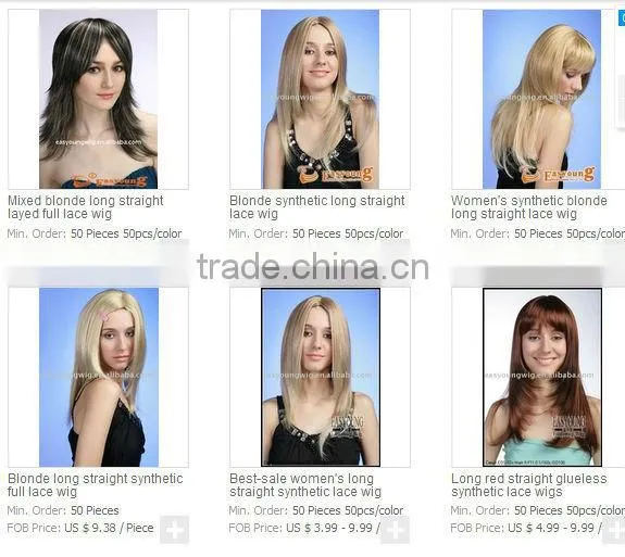 Golden blonde color syntheitc long hair lace wig, gradient wigs